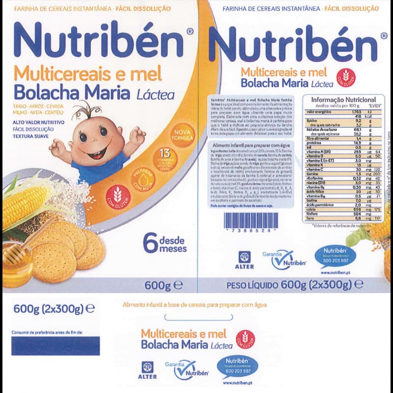 Product Nutribén Multicereais e Mel com Bolacha Maria