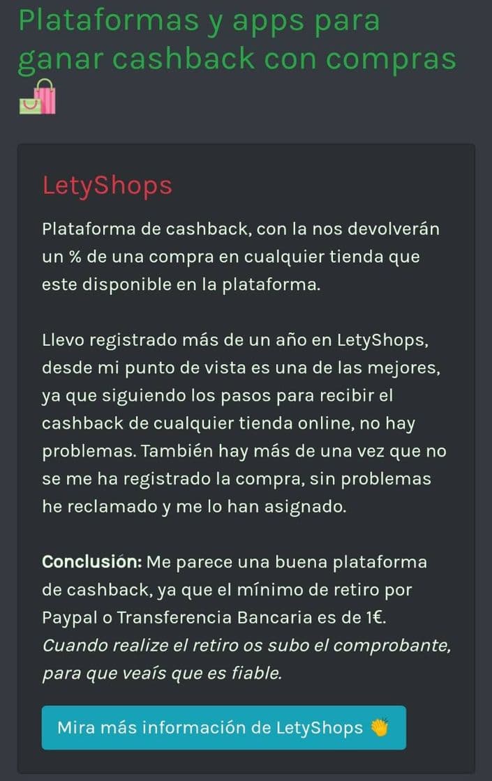 Moda Las mejores plataformas de cashback 