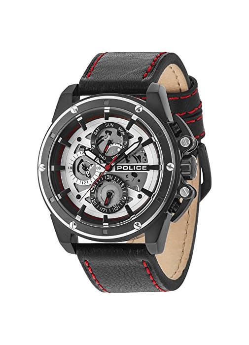 Fashion Police Reloj Multiesfera para Hombre de Cuarzo con Correa en Cuero PL14688JSBS.04