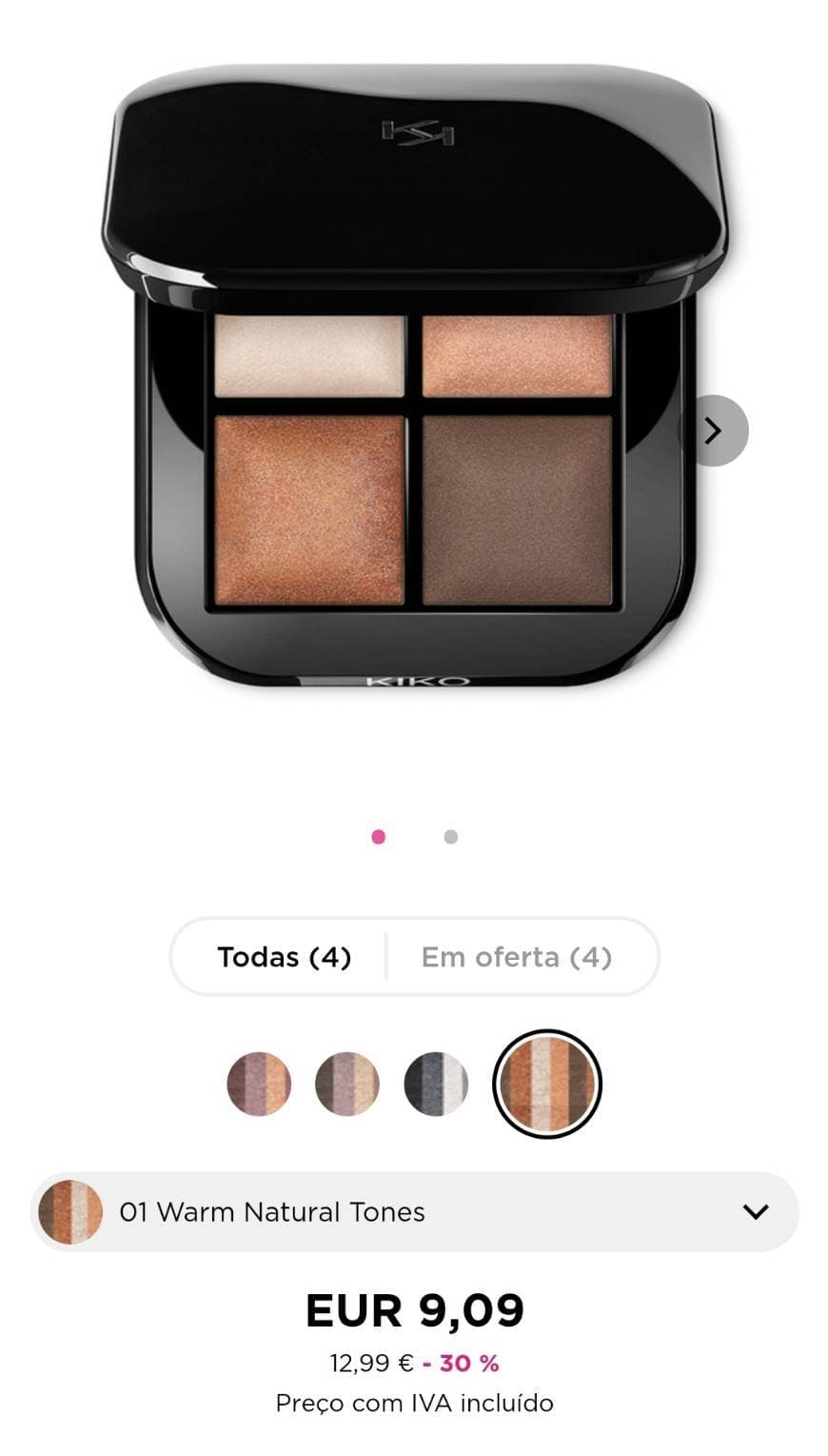 Moda Palete com 4 sombras cozidas para uso seco e húmido

