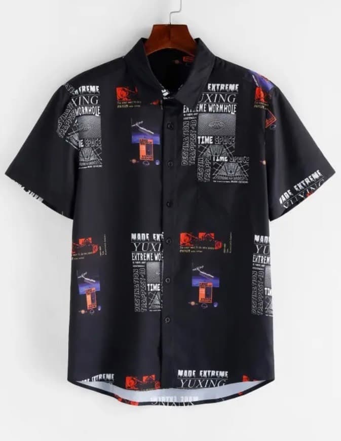 Producto Graphic letter pattern shirt sleeves shirt