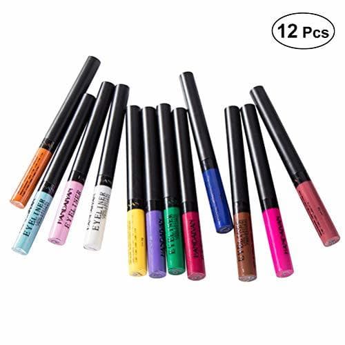 Product Lurrose 12pcs Rainbow Colors Liquid Glitter Eyeliner de larga duración a prueba