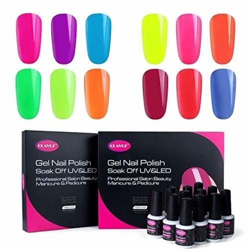 Belleza Clavuz Esmaltes Semipermanentes en Gel UV LED, 12pcs Neon Esmaltes de Uñas