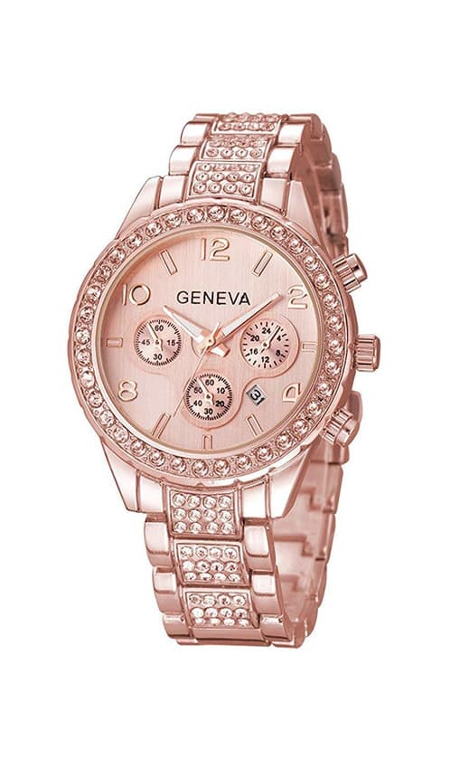 Product Crystal Diamonds Calendar Quartz Watch 

