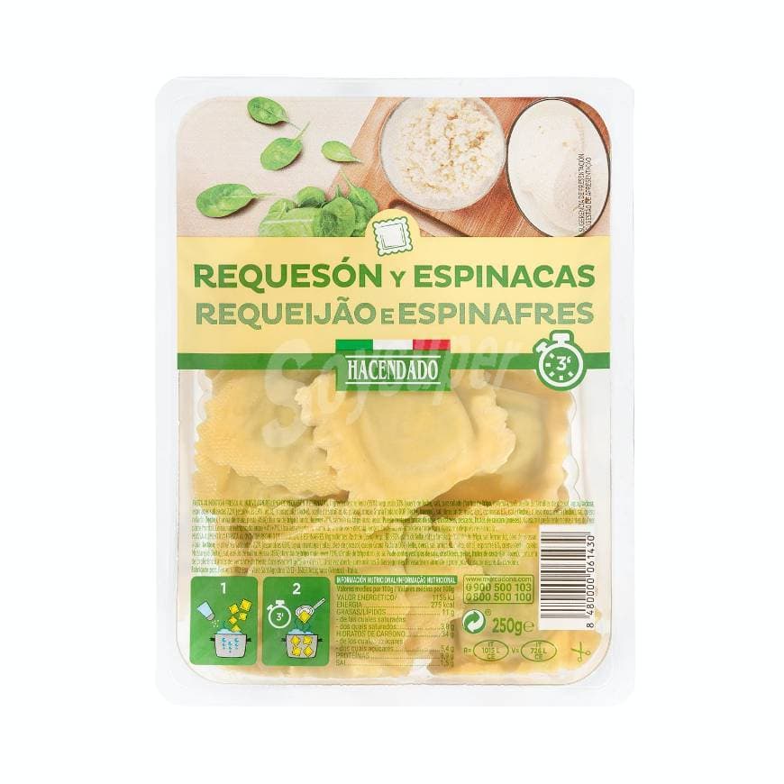 Producto Ravioli requesón y espinacas hacendado