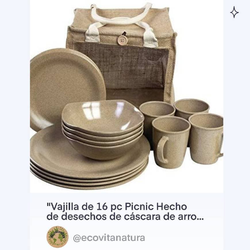 Producto Vajilla Picnic Hecho de desechos de cáscara de arroz 