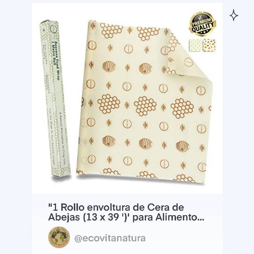 Producto 1 Rollo envoltura de Cera de abejas reutilizable 🐝🐝🐝♻️♻️