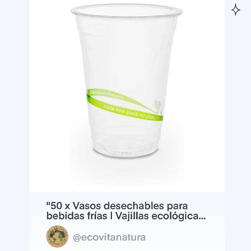 Producto 50 x Vasos desechables 100% biodegradable compostables 