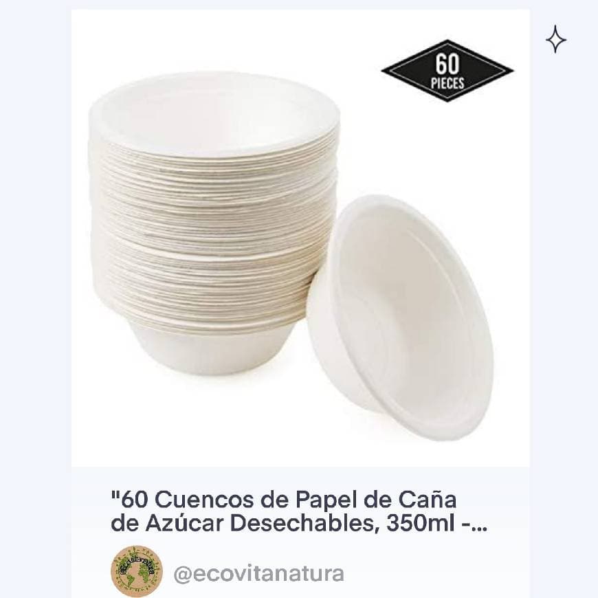 Producto 60 Cuencos de Papel de Caña de Azúcar Desechables