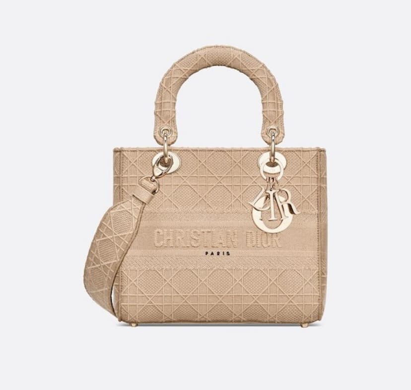 Producto DIOR MEDIUM BEIGE LADY D-LITE EMBROIDERED CANNAGE BAG