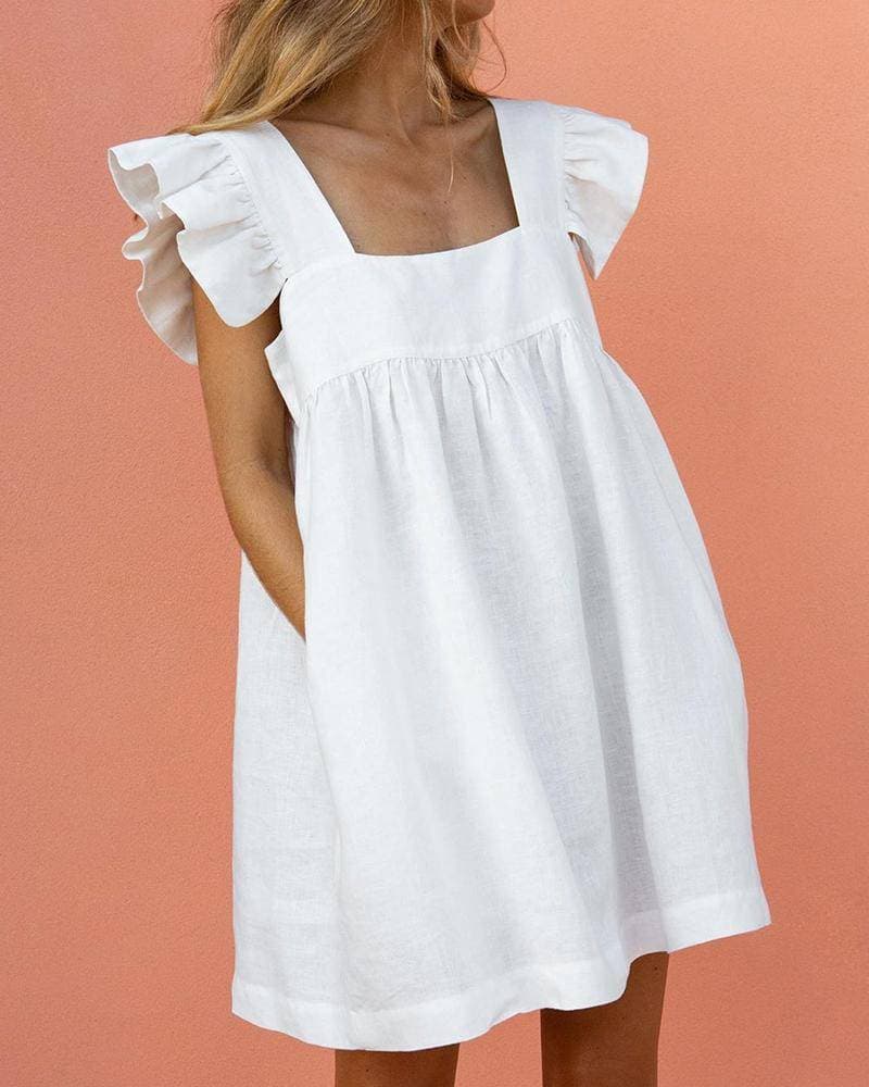 Producto Square neck ruffle sleeve dress