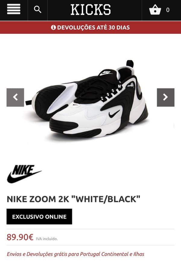 Product Nike Zoom 2K “White/Black”