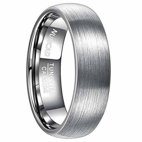 Fashion NUNCAD Anillo Hombre Mujer Parejas Plateado de Tungsteno 7mm de Ancho para