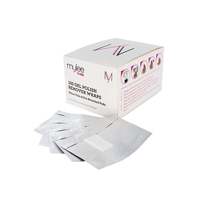 Producto Mylee 100 Tiras Quitaesmalte de Papel de Aluminio con Toallitas de Algodón