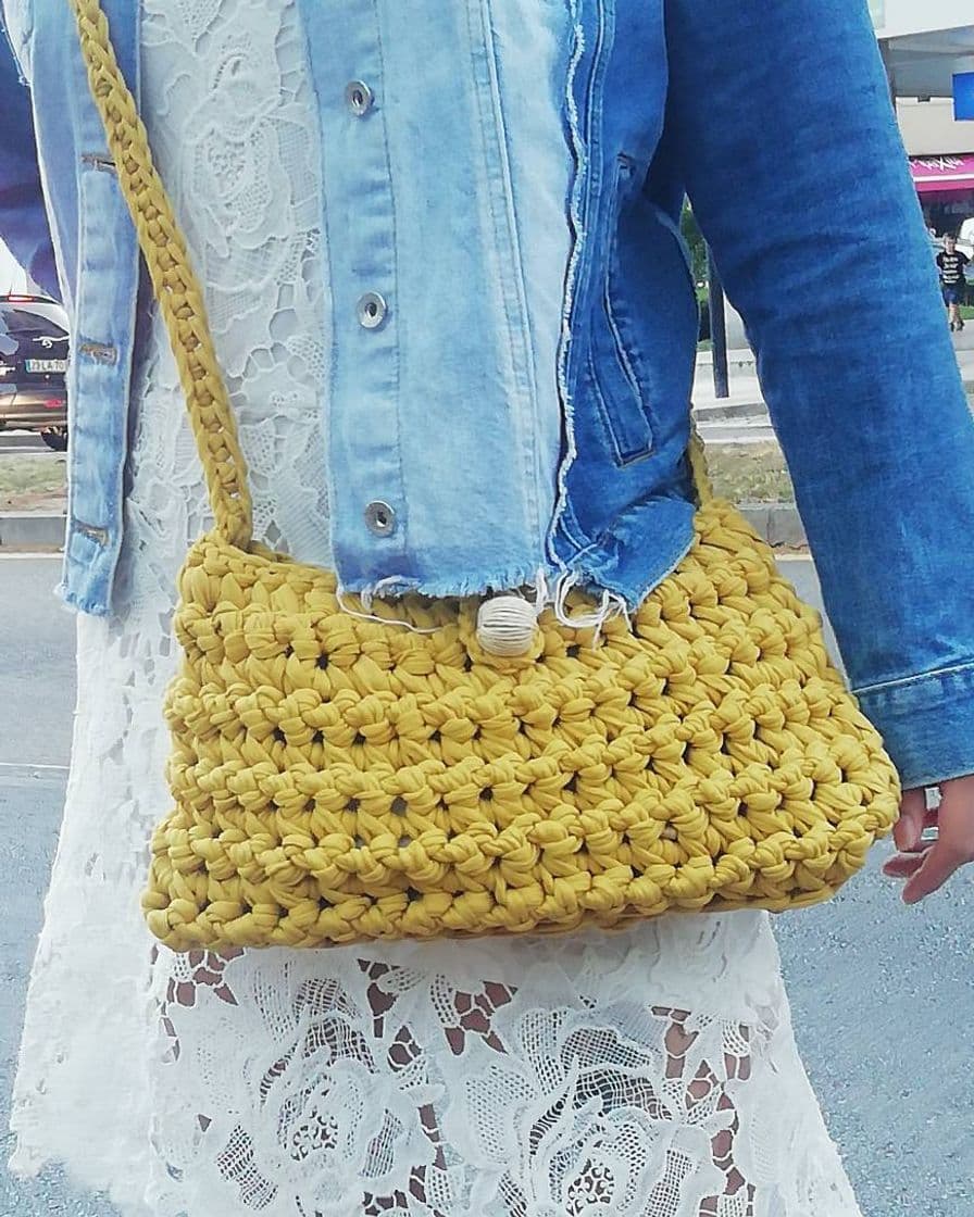 Moda Bolsa de tecido ponto croché super linda ideal para o verão 