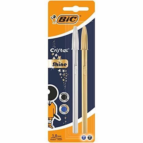 Product BIC oro y plata con tinta azul y negra