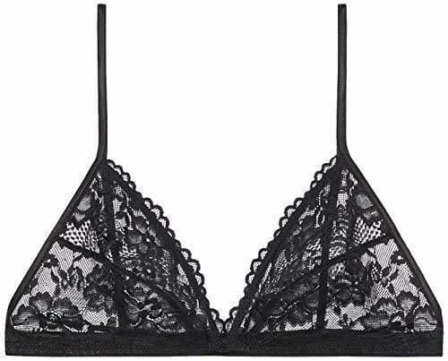 Place Savage X Fenty Floral Lace Triangle Bralette, Sujetador para Mujer, Negro