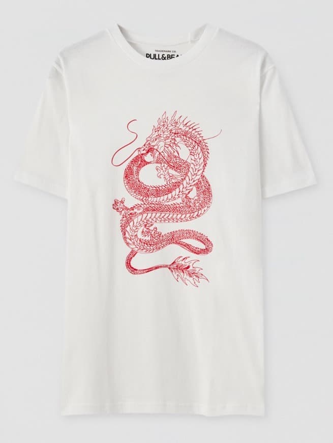 Producto T-shirt em branco com ilustração de dragão 