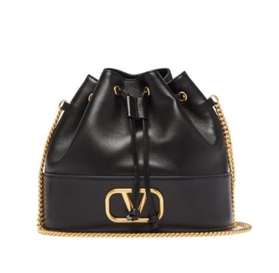 Fashion VALENTINO GARAVANI 
V-logo drawstring-top leather bucket bag