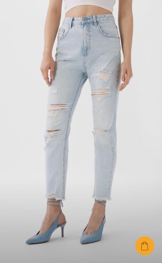 Product Jeans mom fit com rasgões 