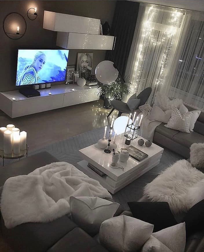 Fashion White & Grey Room | Sala-de-Estar