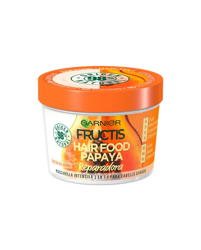 Belleza Garnier Fructis Hair Food Mascarilla Capilar 3 en 1 Goji Reaviva Brillo