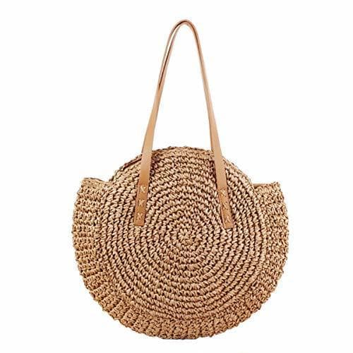 Moda Godea Bolso Redondo de la Paja de la Rota Boho para el