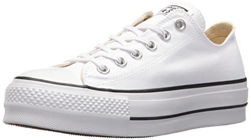 Fashion Converse Chuck Taylor CTAS Lift Ox Canvas, Zapatillas para Mujer, Blanco