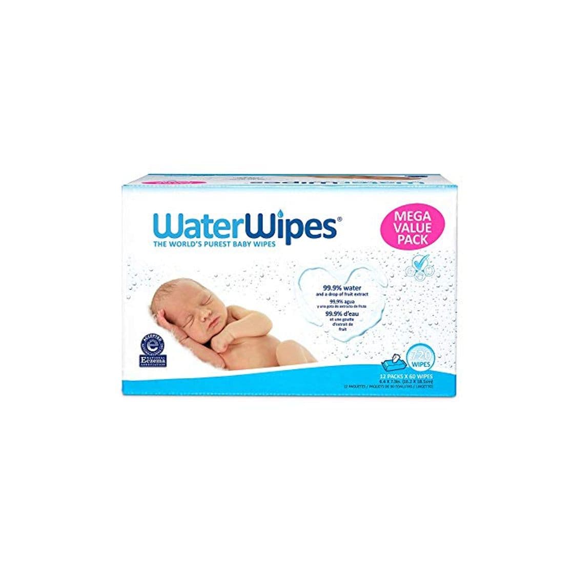 Producto WaterWipes Mega Value Box Baby Wipes, 12 packs of 60 Count