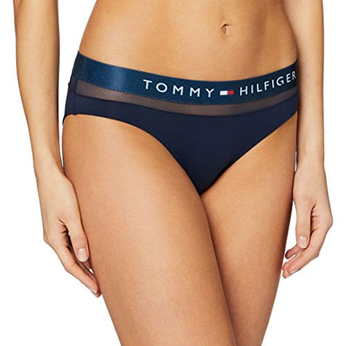 Product Tommy Hilfiger Bikini con Inserción de Malla Braguitas con Cintura Elástica, Azul