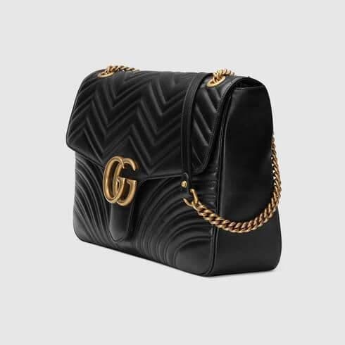 Producto Black Leather GG Marmont Large Shoulder Bag