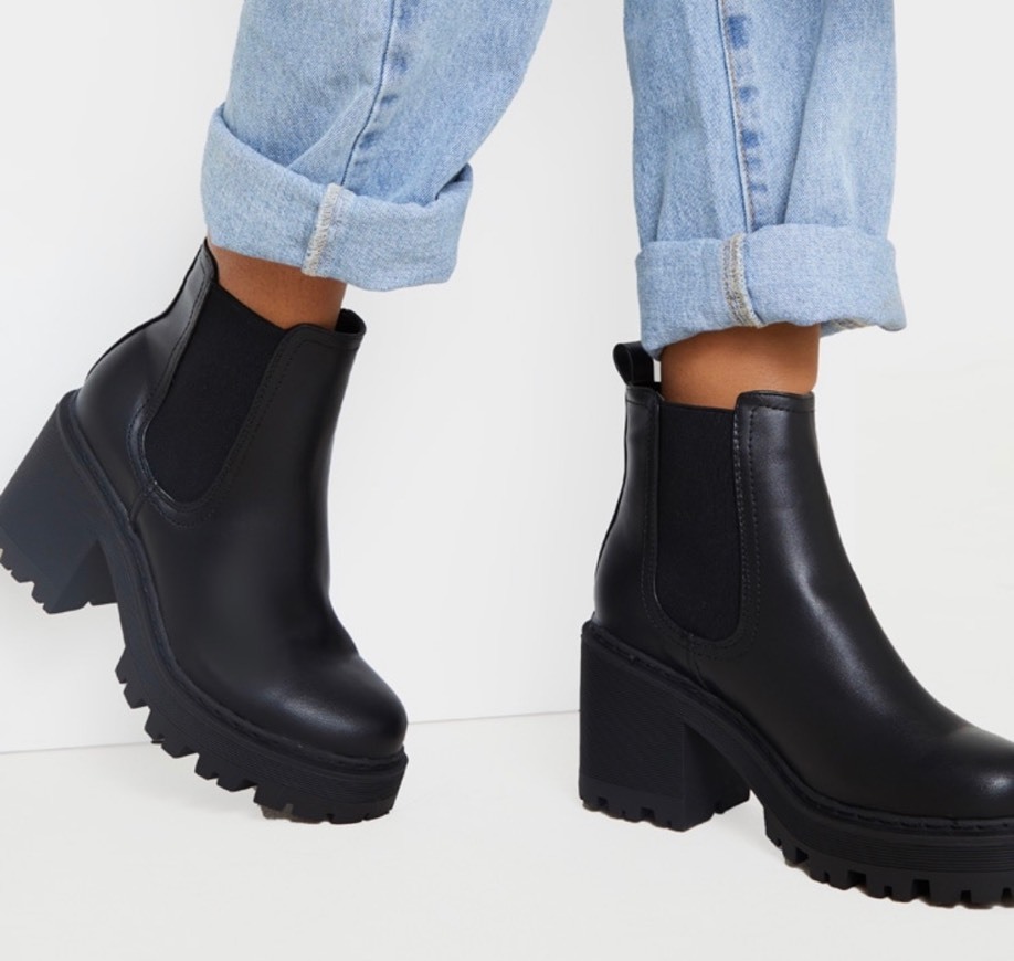 Product Black Wide Fit Chunky Heeled Chelsea Boot