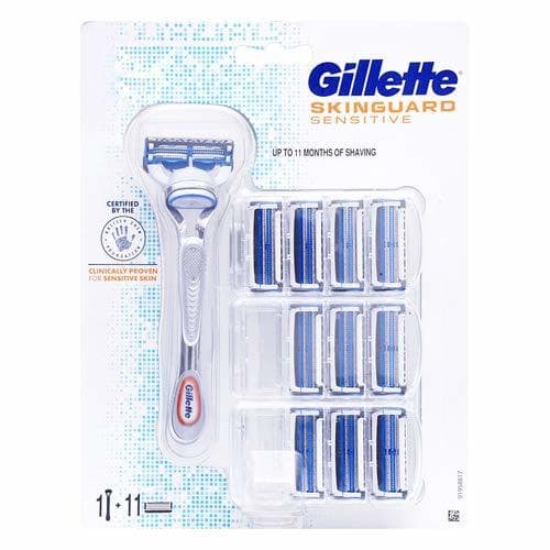 Belleza Gillette SKINGUARD Sensitive Razor Plus 11 - Cuchillas de afeitar