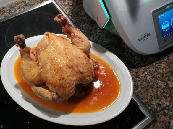 Fashion Frango sentado com laranja