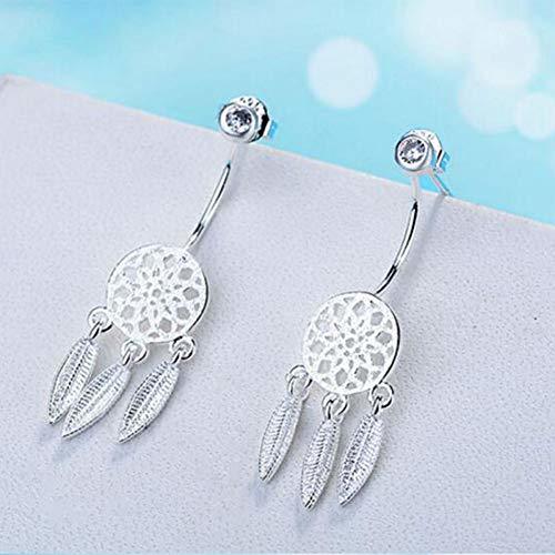 Place HUGJOU 925 Pendientes De Plata Esterlina Zircon Dream Catcher Moda Pendientes De