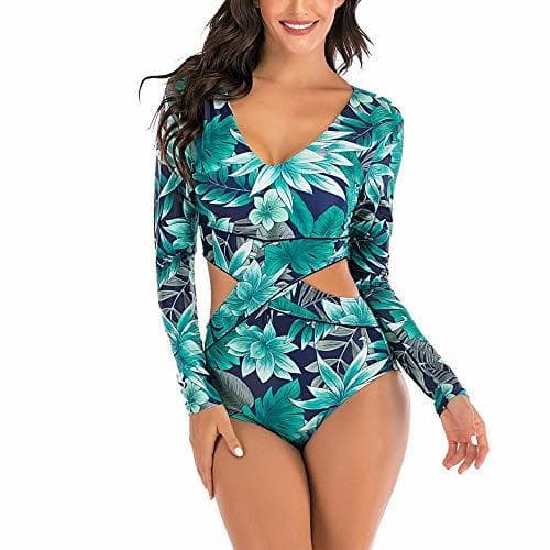 Fitness QiHaoHeji Wea De Surf para Mujer Una Damas Piezas Florales Surf Traje