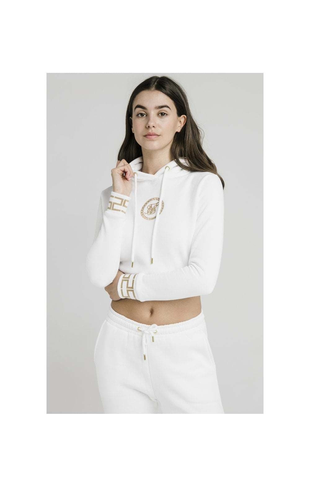 Moda SikSilk Luxury Cropped Hoodie - White