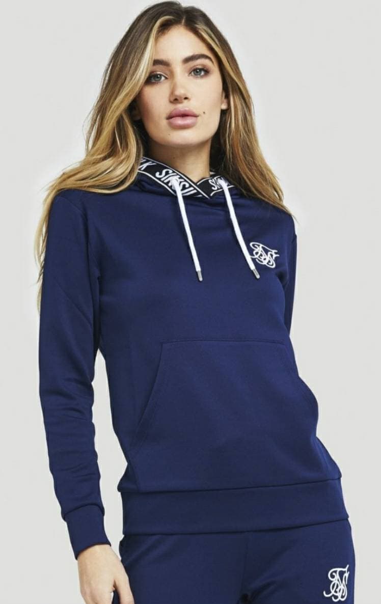 Moda SikSilk Elastic Poly Overhead Hoodie - Dark Blue