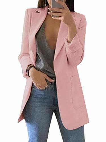 Fashion KRISP Blazer Mujer Largo Boyfriend Chaqueta Larga Elegante Talla Grande Boda,