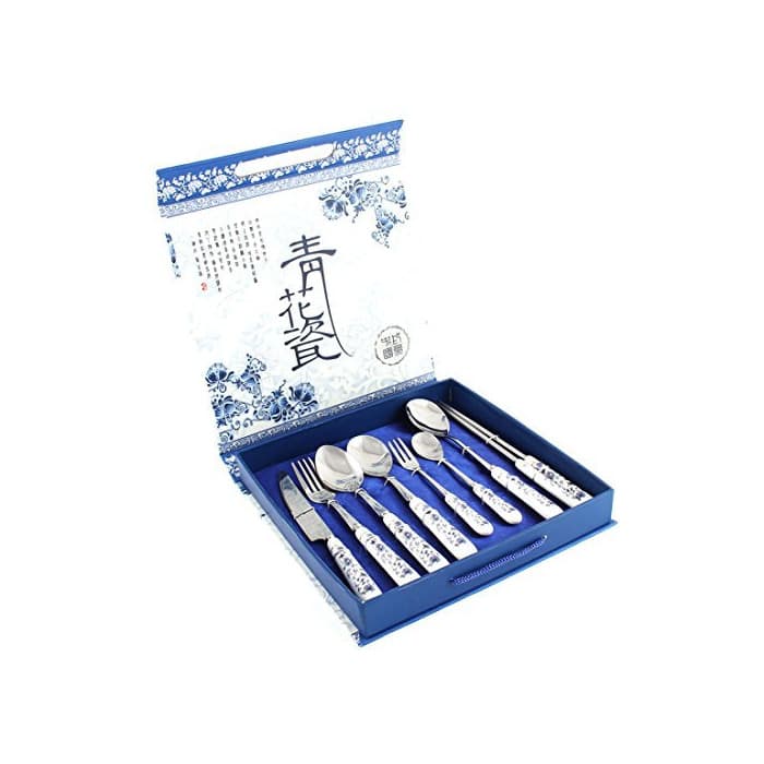 Product DealMux Modelo de Flores Manejar vajilla de cerámica Cuchara Forks Palillos Cortador