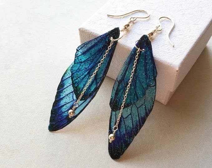 Moda Sugar plum fairy wing silver earrings 