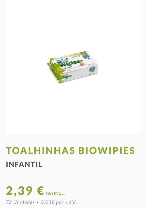 Product Toalhinhas Biowipies