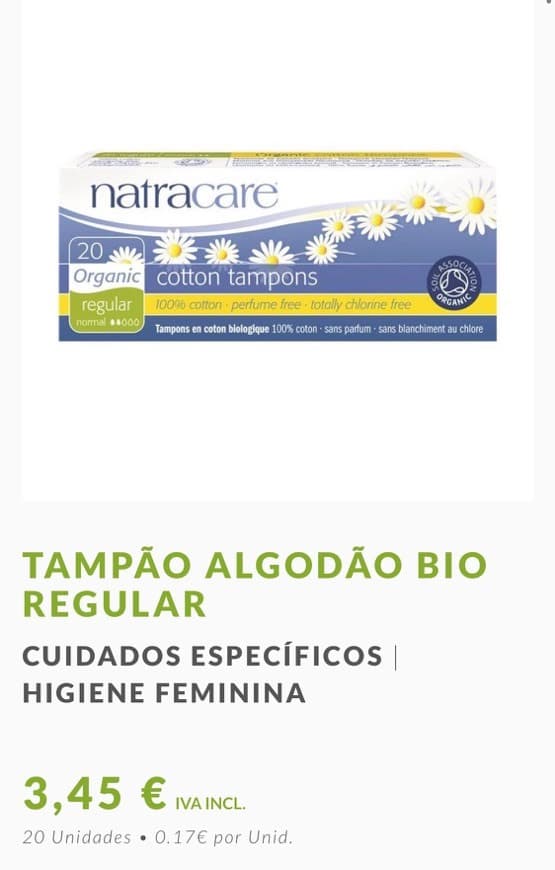 Product Tampão Algodão Bio Regular