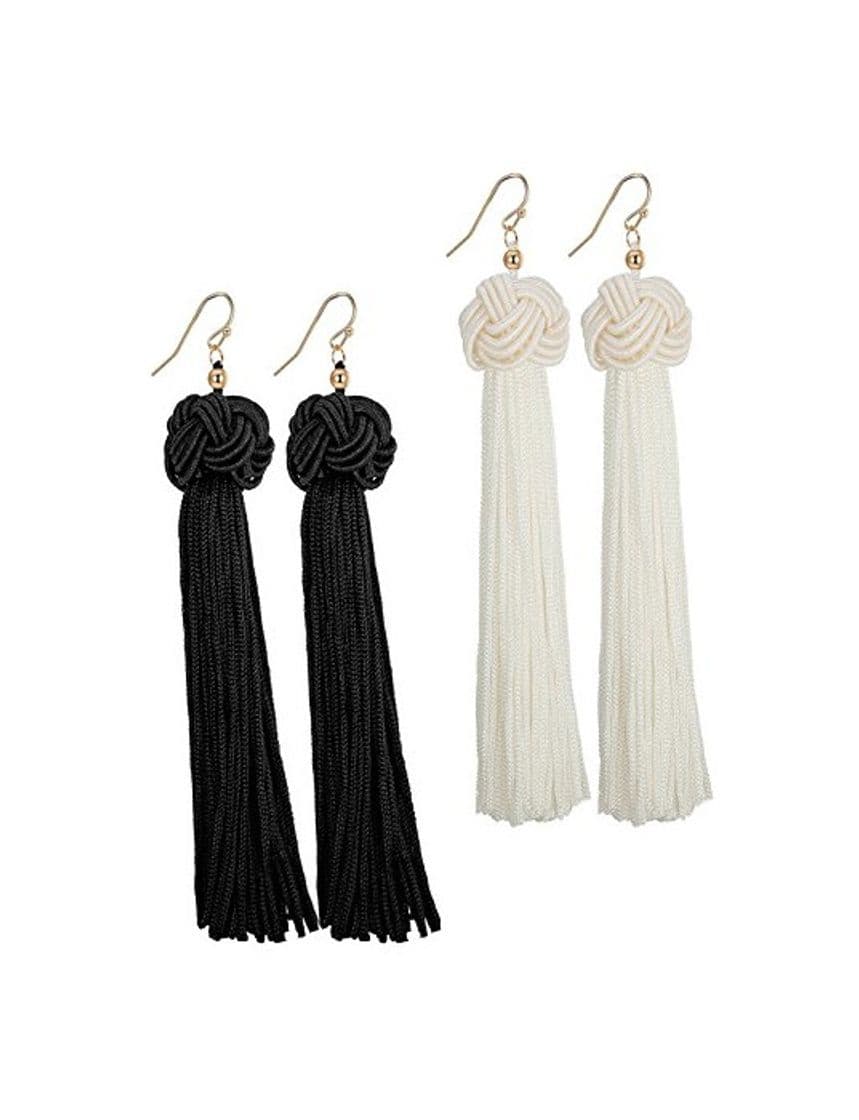 Fashion Sailimue 2 Pares Pendientes Borlas para Mujer Pendientes Largos Bisuteria Aretes Flecos