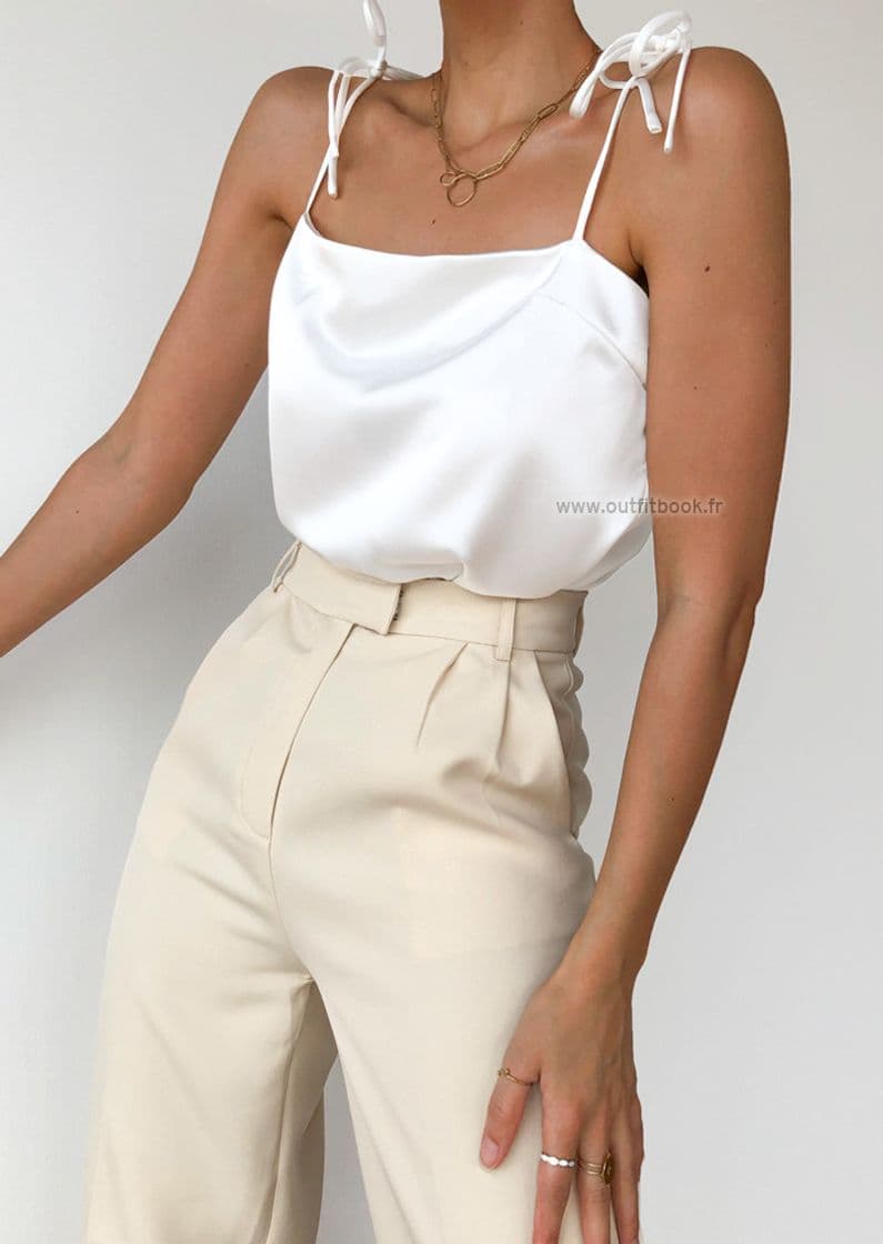 Moda Satin top with tie straps in white - OUTFITBOOK