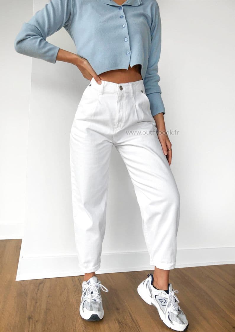 Moda Jean slouchy taille haute blanc - OUTFITBOOK