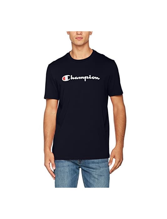 Moda Champion Classic Logo para Hombre Camiseta, Azul