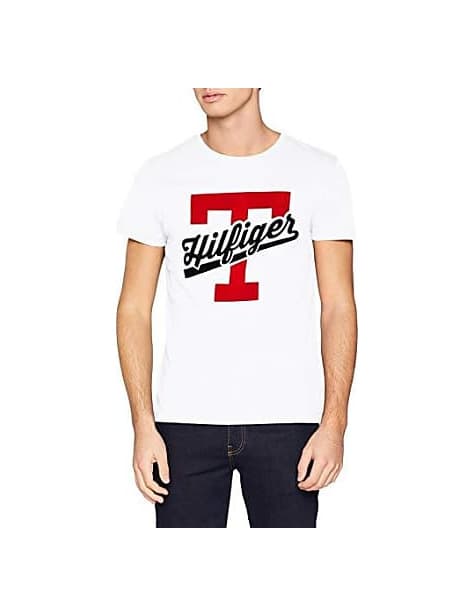 Moda Tommy Hilfiger T-Script Logo tee, Camiseta Hombre, Rojo