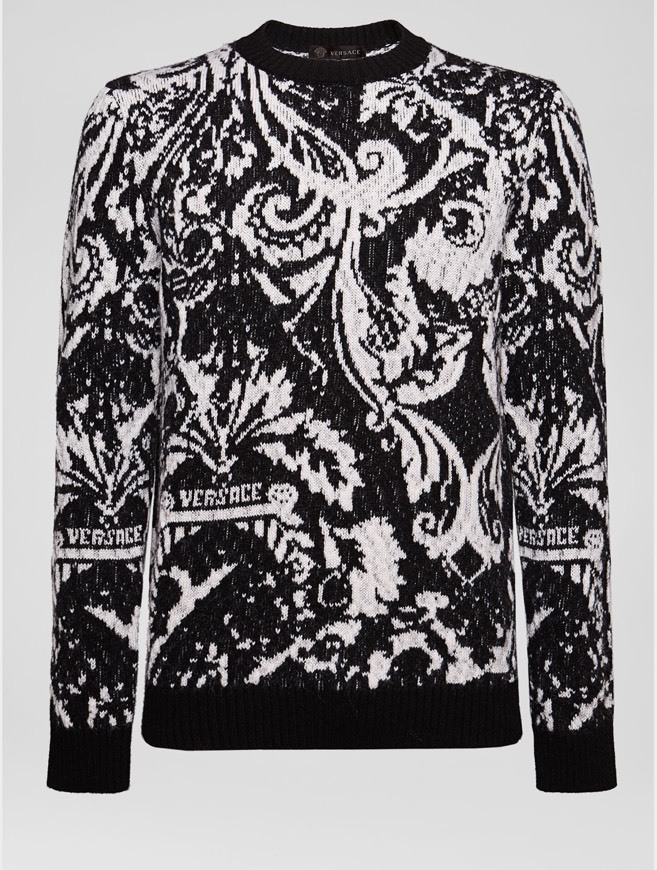 Moda Versace BAROCCO JACQUARD WOOL SWEATER