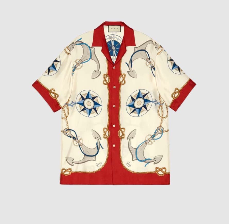 Moda Gucci Nautical print oversize bowling shirt